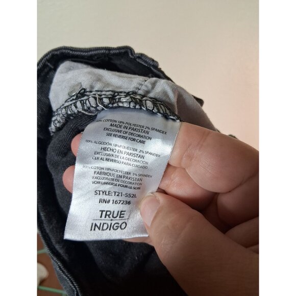 True Indigo Denim Jean Pants Black Skinny Leg Unisex Size 6 - Picture 6 of 6